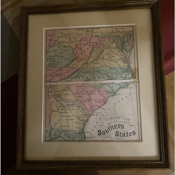 Historic Framed Map of a Part of the Southern States, In Color, 9.5” x 11” - Picture 6 of 12